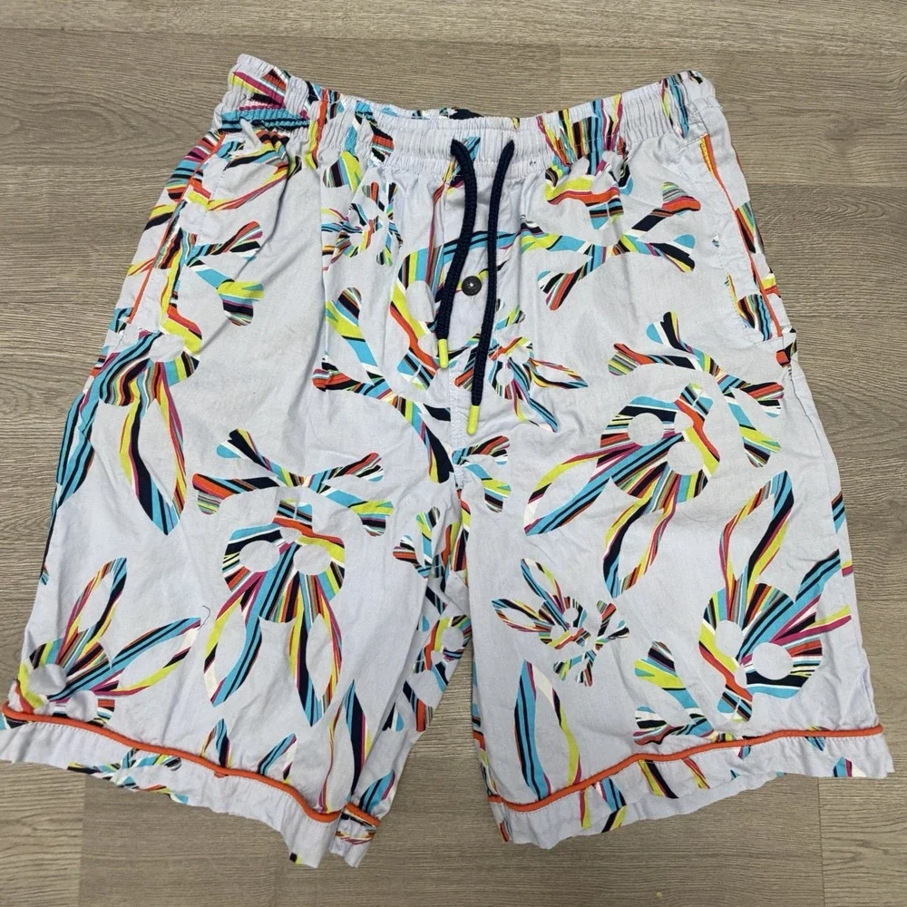 Psycho Bunny Men's Size Small All Over Bunny Woven Jam Lounge Shorts Rainbow